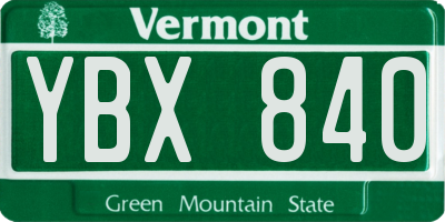 VT license plate YBX840