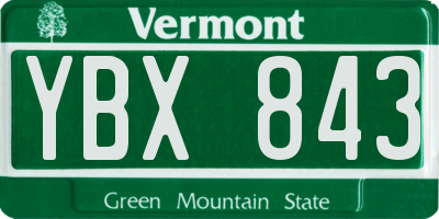 VT license plate YBX843