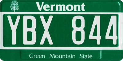 VT license plate YBX844