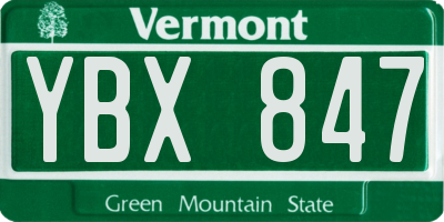 VT license plate YBX847