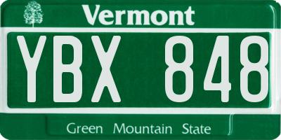 VT license plate YBX848