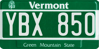 VT license plate YBX850