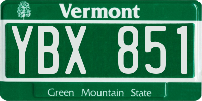 VT license plate YBX851