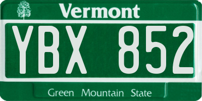 VT license plate YBX852