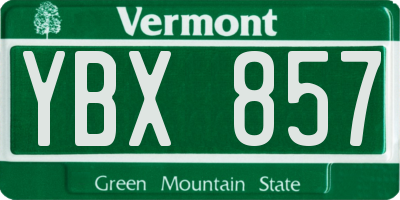VT license plate YBX857