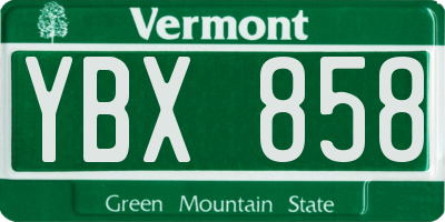 VT license plate YBX858