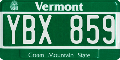 VT license plate YBX859