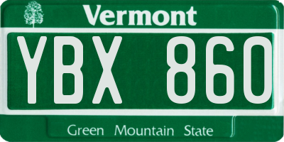 VT license plate YBX860