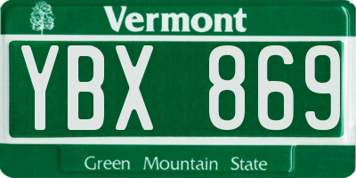 VT license plate YBX869