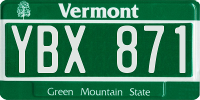VT license plate YBX871