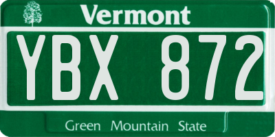 VT license plate YBX872