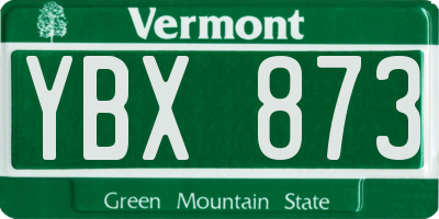 VT license plate YBX873