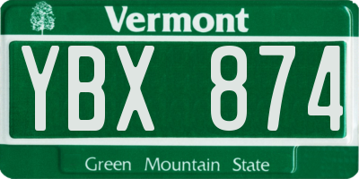 VT license plate YBX874