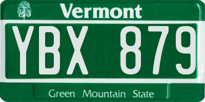VT license plate YBX879