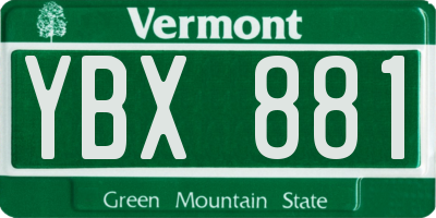 VT license plate YBX881