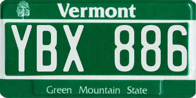 VT license plate YBX886