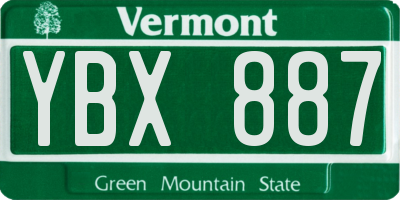 VT license plate YBX887
