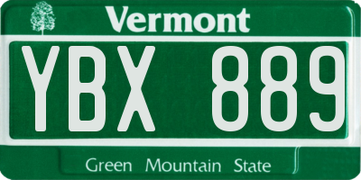 VT license plate YBX889