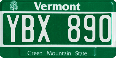 VT license plate YBX890