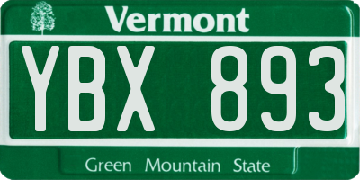VT license plate YBX893