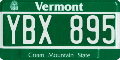 VT license plate YBX895