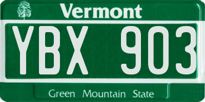 VT license plate YBX903