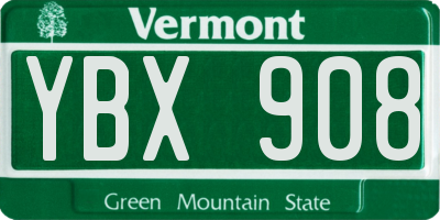 VT license plate YBX908