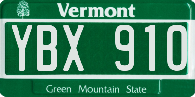 VT license plate YBX910