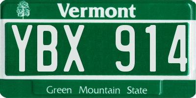 VT license plate YBX914
