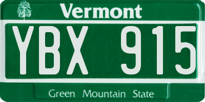 VT license plate YBX915