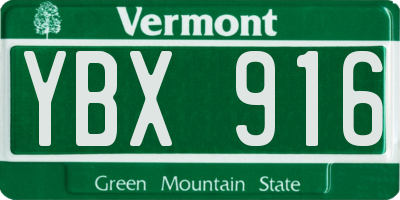 VT license plate YBX916