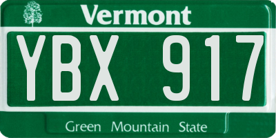 VT license plate YBX917
