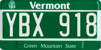 VT license plate YBX918