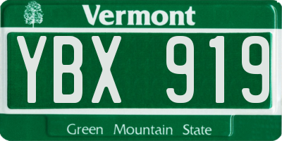 VT license plate YBX919