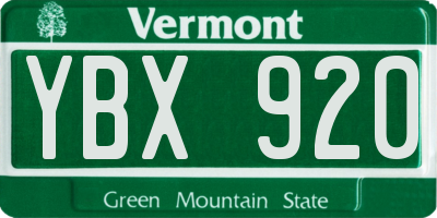 VT license plate YBX920