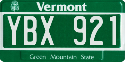 VT license plate YBX921