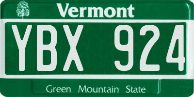 VT license plate YBX924