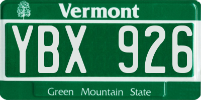 VT license plate YBX926