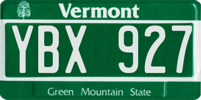 VT license plate YBX927