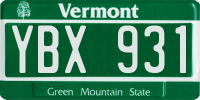 VT license plate YBX931