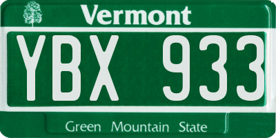 VT license plate YBX933
