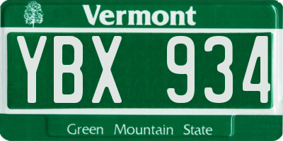 VT license plate YBX934