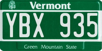 VT license plate YBX935