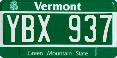 VT license plate YBX937