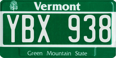 VT license plate YBX938