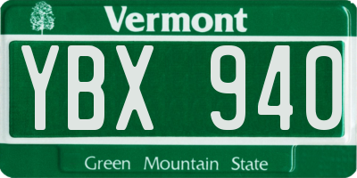 VT license plate YBX940