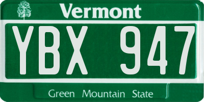 VT license plate YBX947