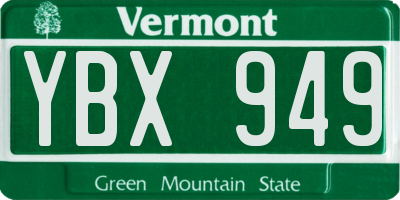 VT license plate YBX949