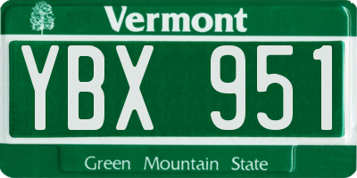 VT license plate YBX951
