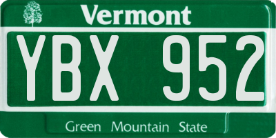 VT license plate YBX952
